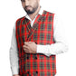 Men's Plaid Double-Breasted Red Waistcoat
