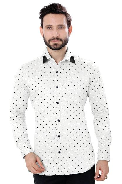 Black And White Polka Dot Cotton ShirtShirt - styleflea