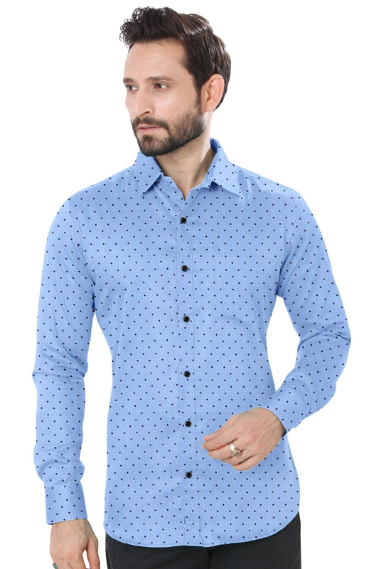 Blue Polka Cotton ShirtShirt - styleflea