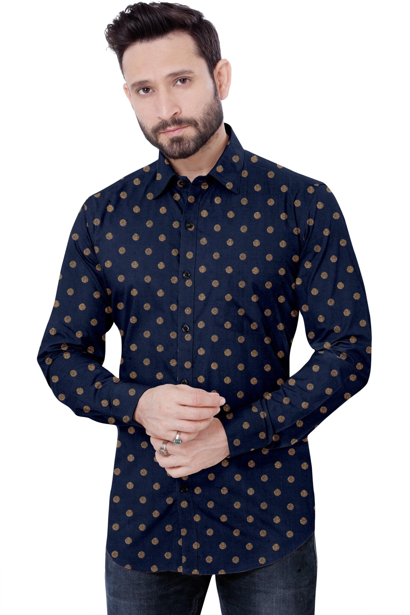 Blue Polka Dot Cotton  Shirt