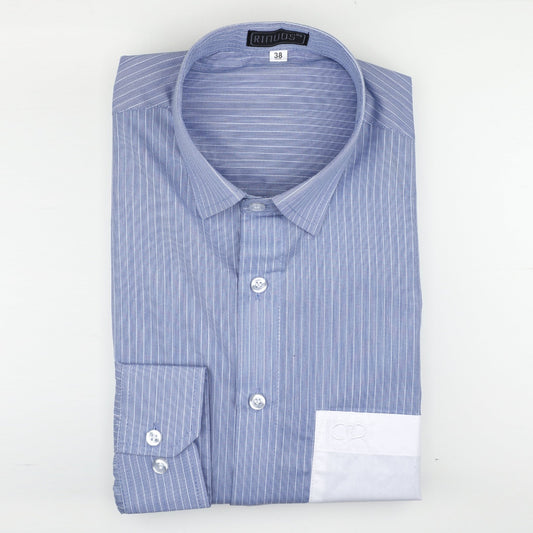 Blue Striped White Pocket Cotton Shirt - styleflea