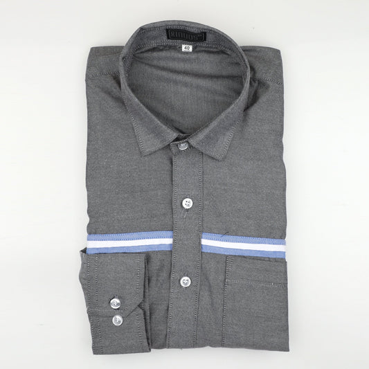 Charcoal Blue Stripes Cotton Shirt - styleflea