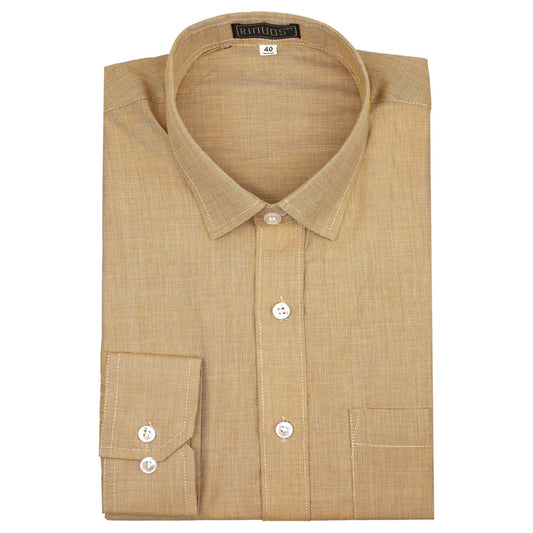 Coffee Gingham Cotton Shirt - styleflea