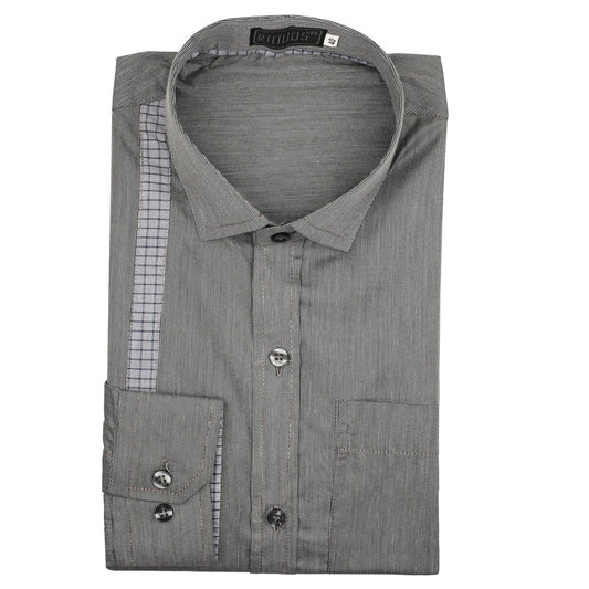 Dark Grey Stripes Cotton Shirt - styleflea