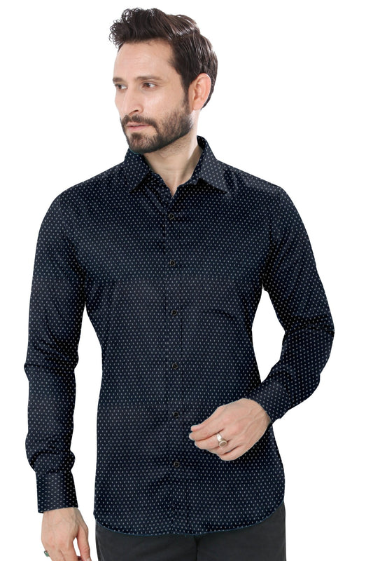 Elegant Men's Blue Cotton Shirt