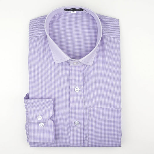 Lavender Checkered Cotton Shirt - styleflea