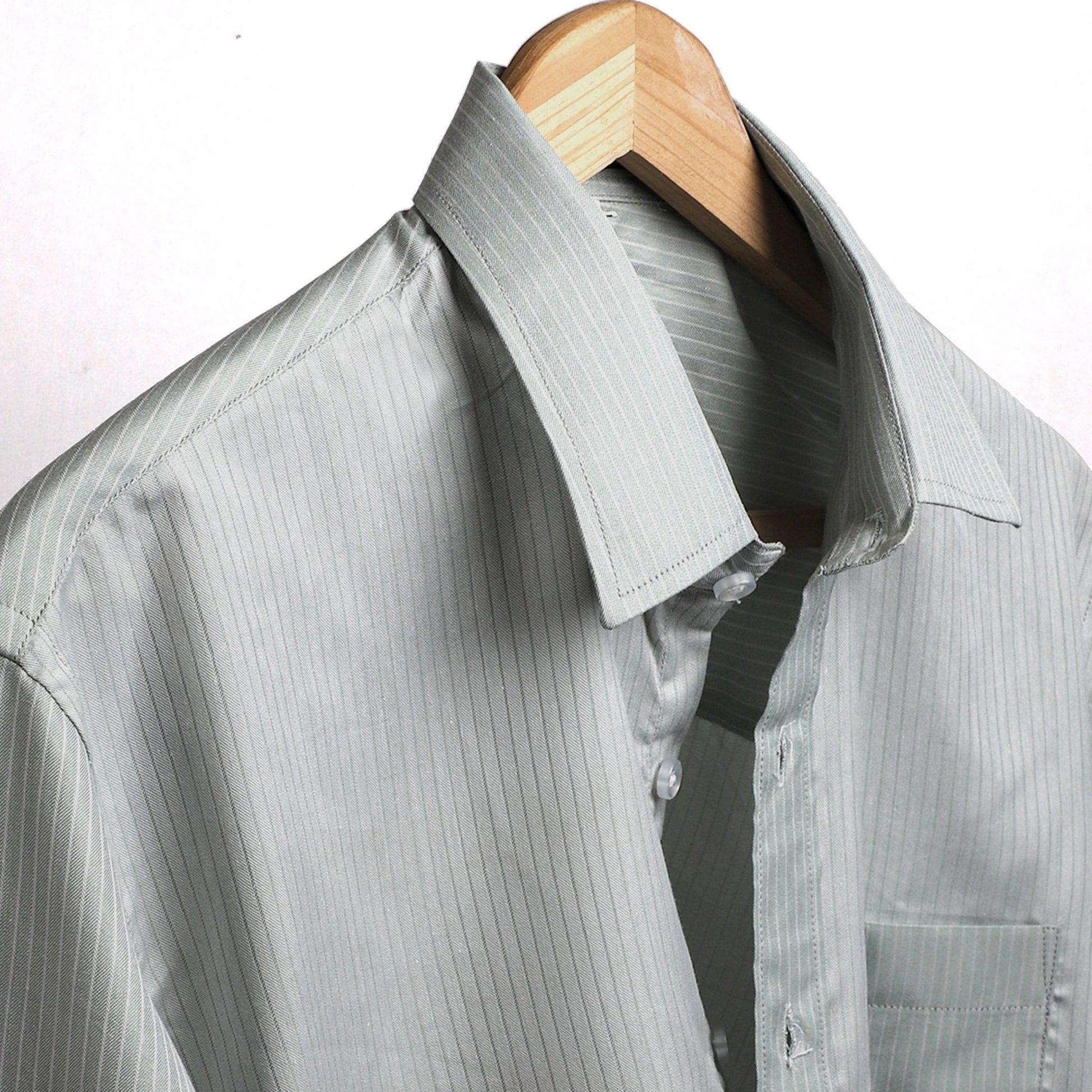 Light Green Stripes Cotton Shirt - styleflea