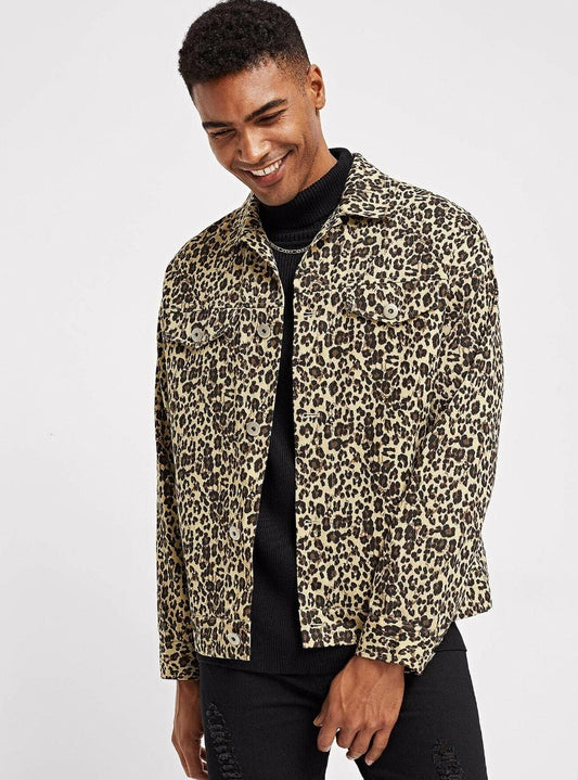 Men Button Up Leopard Jacket - styleflea