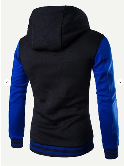 Men Cut And Sew Panel Hooded Jacket - styleflea