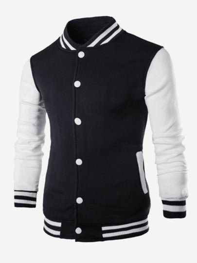 Men Cut And Sew Panel Jacket - Black - styleflea