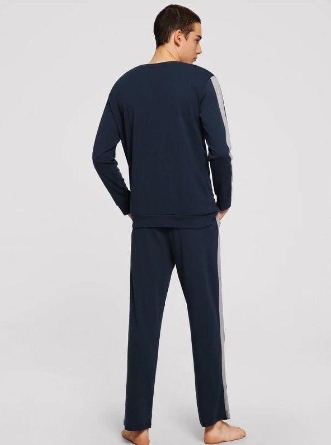 Men Letter Embroidered Pajama Set - styleflea