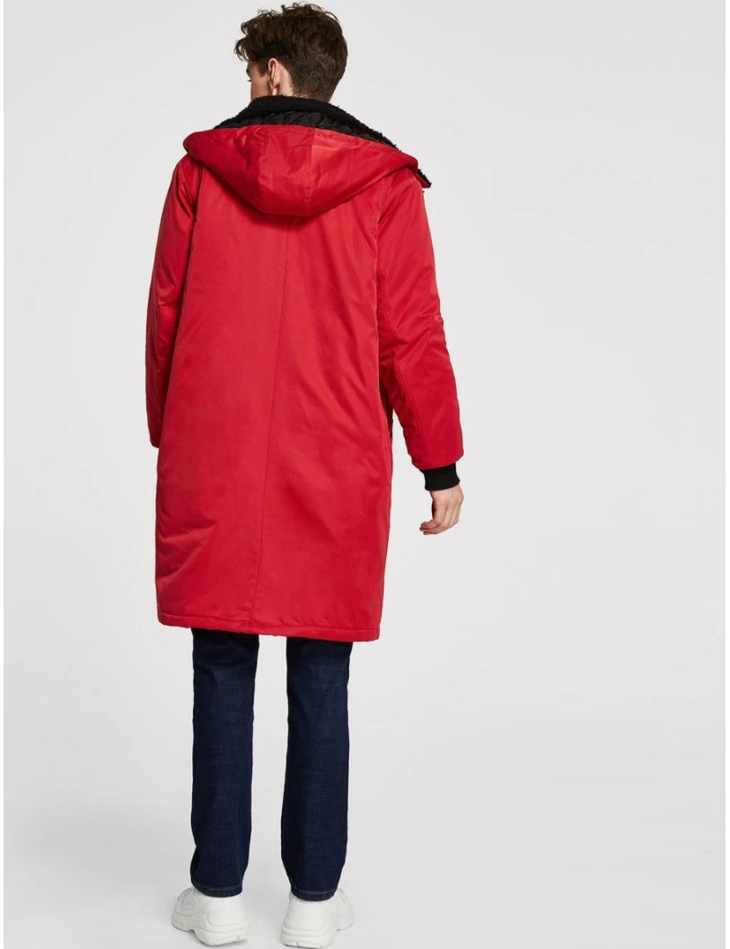 Men Pocket Front Hooded Parka Coat - styleflea