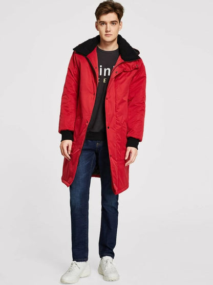 Men Pocket Front Hooded Parka Coat - styleflea