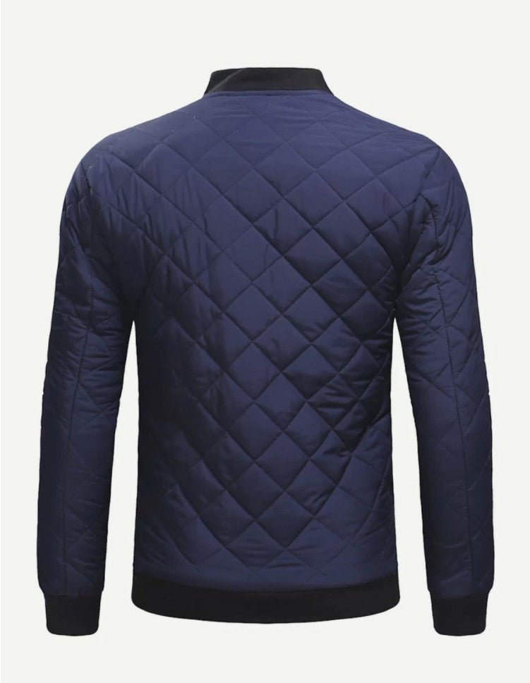 Men Quilted Solid Bomber Jacket - styleflea