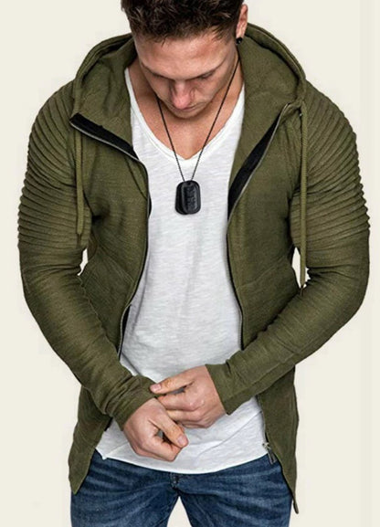 Men Ruched Drawstring Hooded Coat & Sweatpant - styleflea