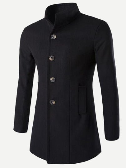 Men Single Breasted Solid Coat - styleflea