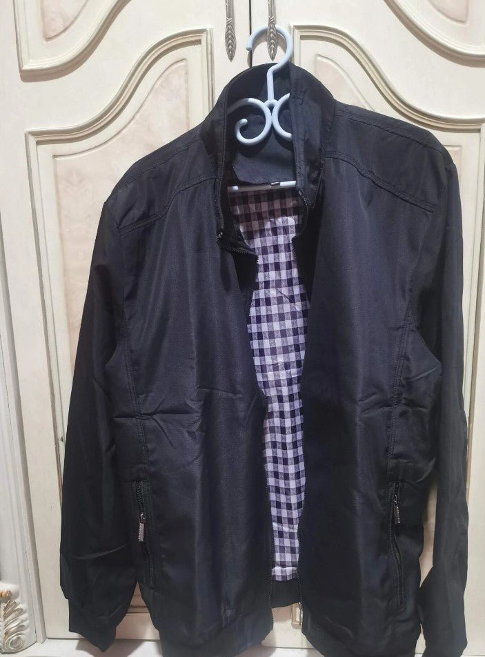 Men Stand Collar Solid Jacket - styleflea