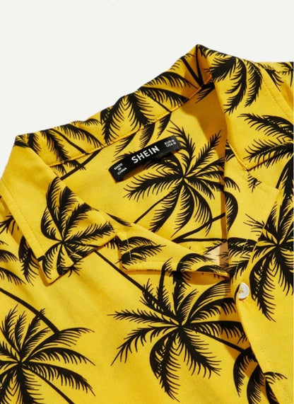 Men Tropical Print Button Front Shirts - styleflea