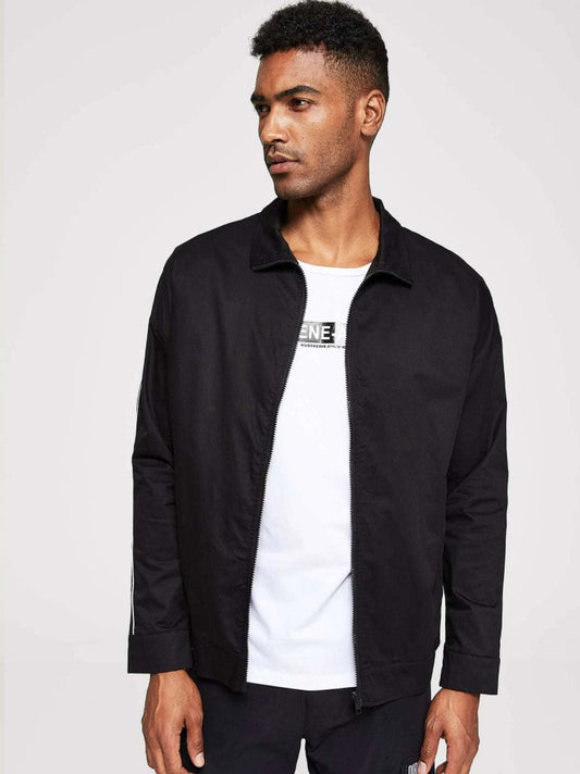 Men Zip Front Collar Jacket - styleflea