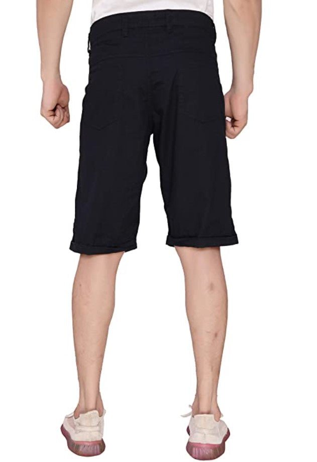 Men's Jet Black Regular Fit Shorts - styleflea