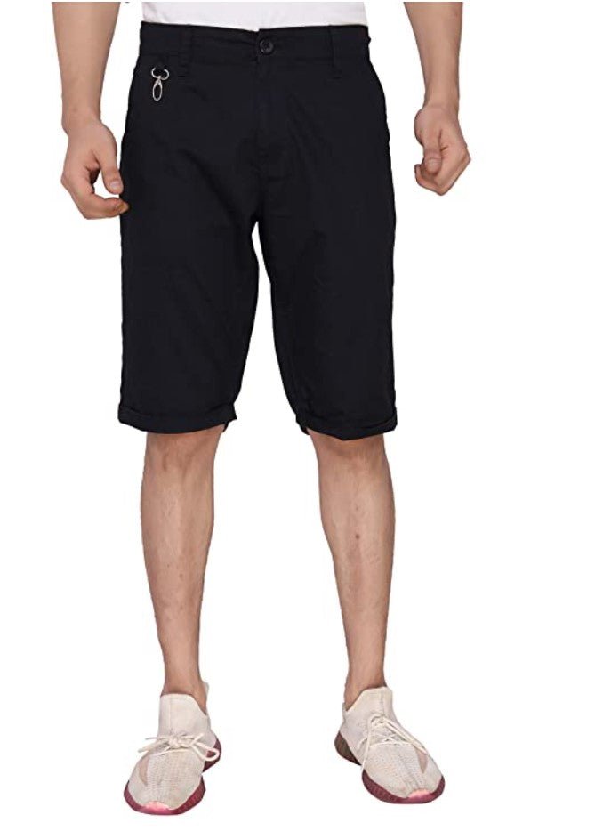 Men's Jet Black Regular Fit Shorts - styleflea