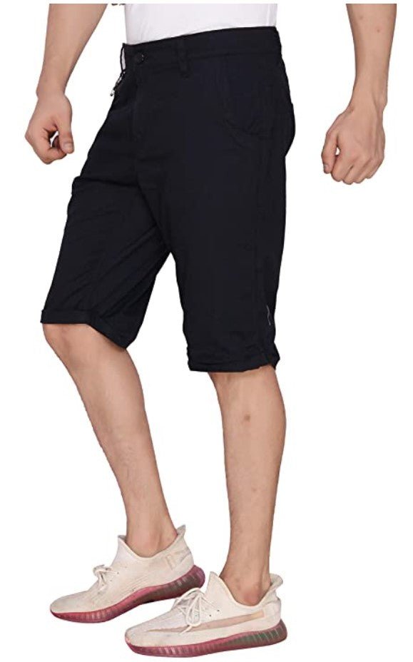 Men's Jet Black Regular Fit Shorts - styleflea