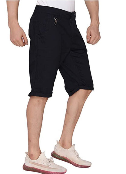 Men's Jet Black Regular Fit Shorts - styleflea