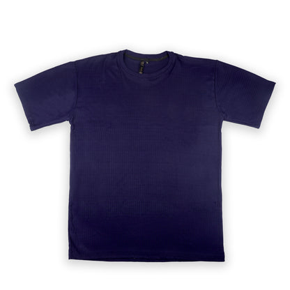 Dark Blue Ribbed Oversized T-Shirt