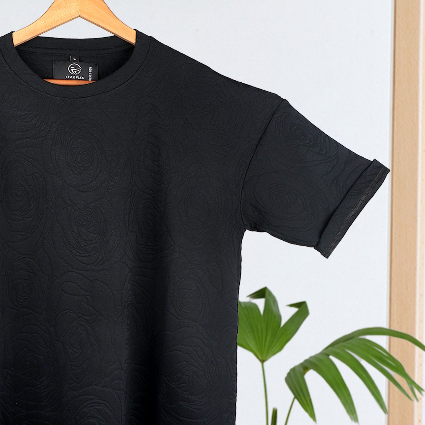 Midnight Rose Embossed Drop Shoulder T-shirt