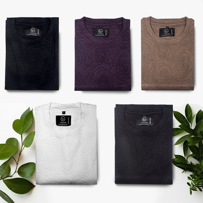 Midnight Rose Embossed Drop Shoulder T-shirt