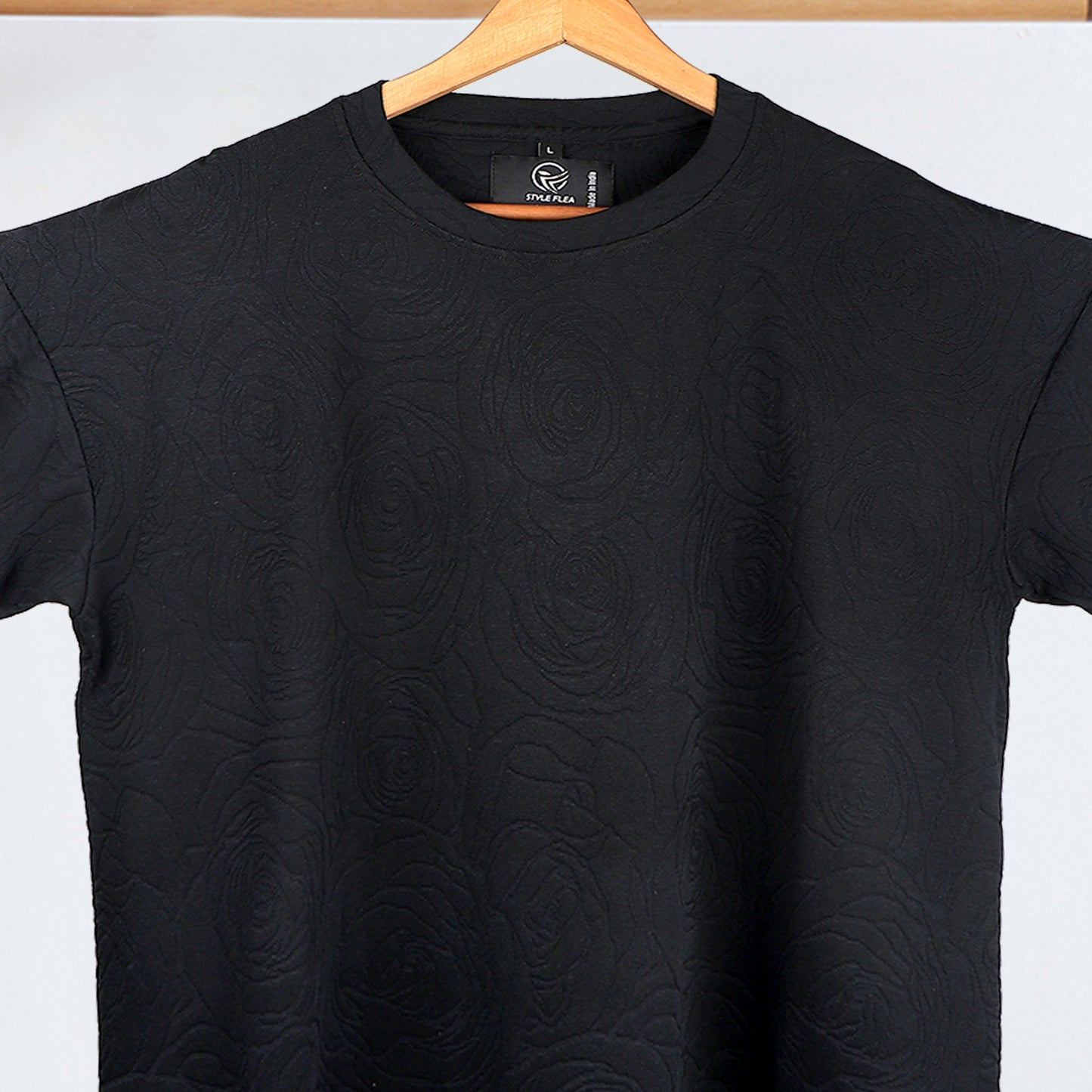 Midnight Rose Embossed Drop Shoulder T-shirt