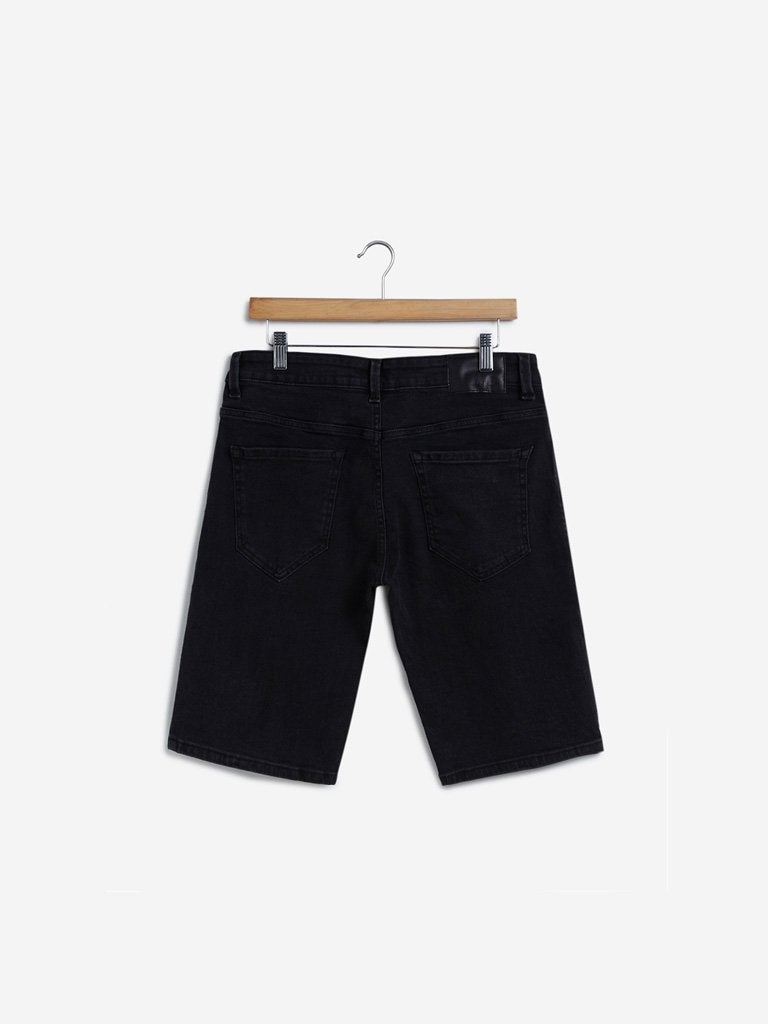 Nuon Black Distressed Slim-Fit Hendrix Shorts - styleflea