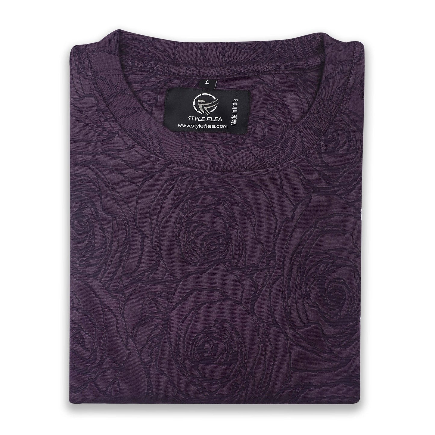 Purple Rose Embossed Drop Shoulder T-Shirt