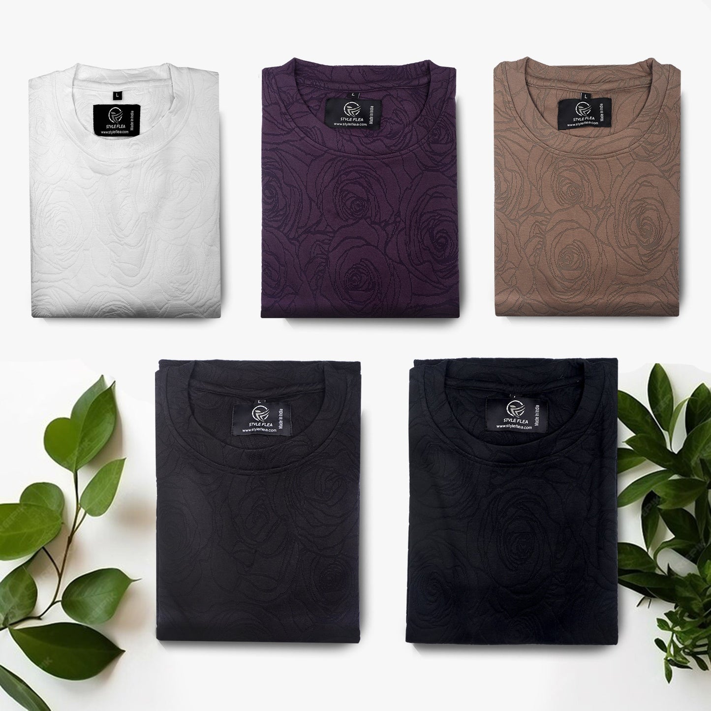 Purple Rose Embossed Drop Shoulder T-Shirt