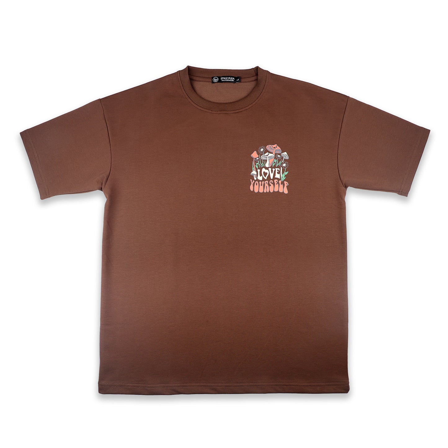 Earthy Brown Love Yourself Drop Shoulder T-Shirt