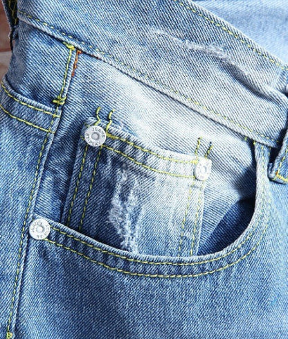 Simple Design Pockets Fitted Destroyed Half Jeans - styleflea