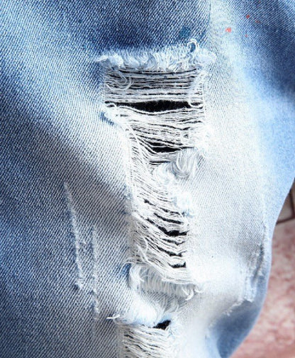 Simple Design Pockets Fitted Destroyed Half Jeans - styleflea