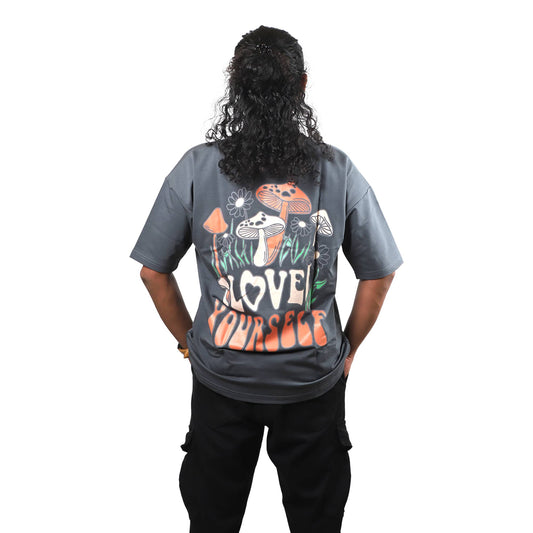 Dark Gray Love Yourself Drop Shoulder T-Shirt